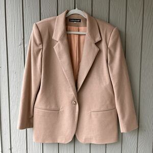Savannah Union Made Blazer Tan 100% Wool Vintage 80s Minimalist, M/L, USA